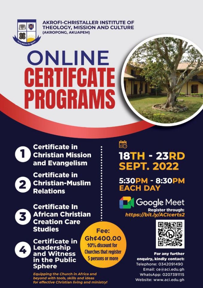 Online Certificate Programmes Starts 18th23rd September, 2022